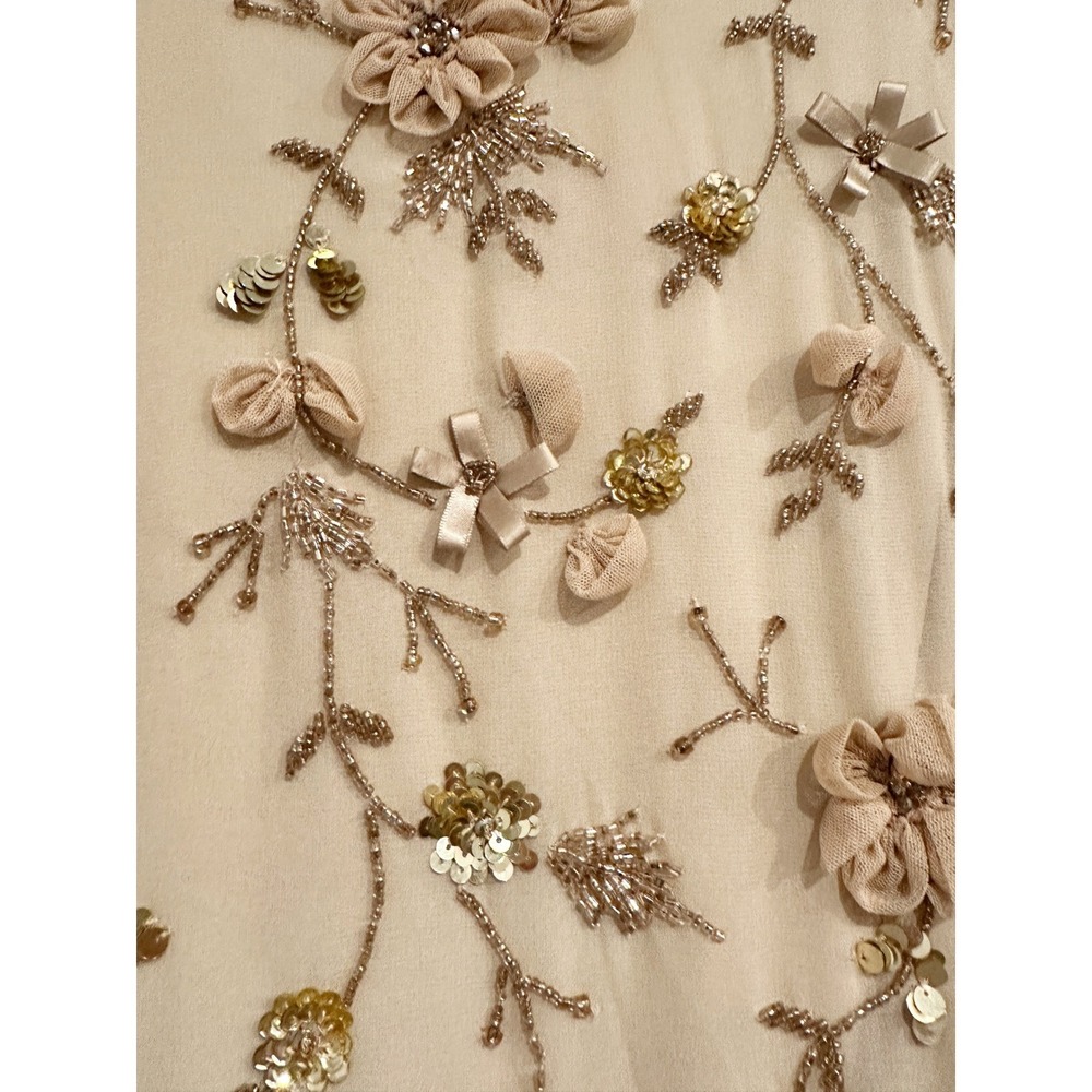 NWT Mac Duggal Floral Embellished Kaftan Gown in Nude Gold Size 12 Fairy Boho - Picture 9 of 16